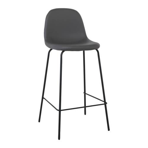 CELINA Σκαμπό BAR με Πλάτη, Κάθισμα H.67cm, Μέταλλο Βαφή Μαύρο, Pvc Γκρι Ε-00022242 ΕΜ902,1P