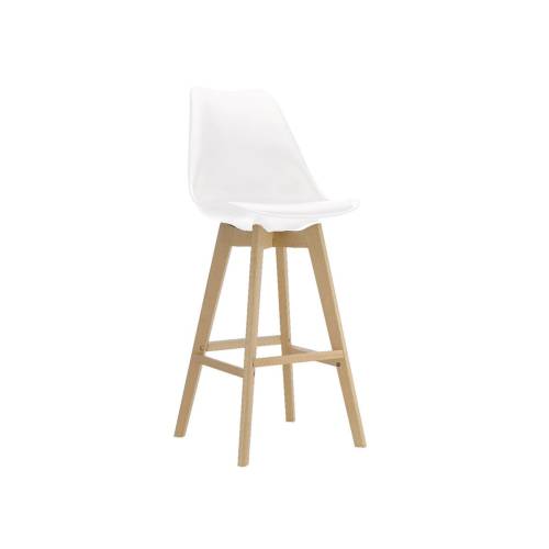 MARTIN Σκαμπό BAR Οξιά Φυσικό, Κάθισμα Η.67cm, PP-Pu Άσπρο, Μονταρισμένη Ταπετσαρία Ε-00022383 ΕΜ147,11