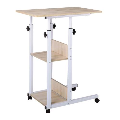 LIFT Βοηθητικό Τραπεζάκι Μέταλλο Βαφή Άσπρο, Melamine Απόχρωση Maple Ε-00022671 ΕΜ48,1