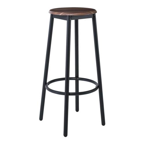 MAYER Σκαμπό BAR, Μέταλλο Βαφή Ανθρακί, Κάθισμα Απόχρωση Καρυδί Ε-00023605 ΕΜ9798,2