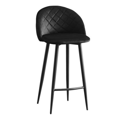 BELLA Σκαμπό BAR με Πλάτη, Μέταλλο Βαφή Μαύρο, Ύφασμα Velure Απόχρωση Μαύρο Ε-00023759 ΕΜ758,4