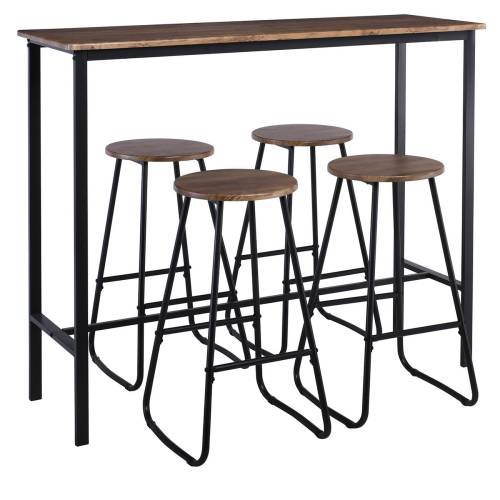 PUB Set Bar Τραπέζι + 4 Σκαμπό, Μέταλλο Βαφή Ανθρακί - Antique Brown Ε-00024212 ΕΜ9800