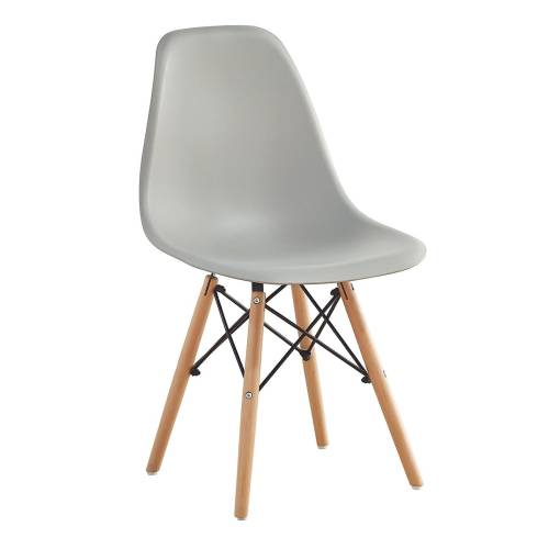 ART Wood Καρέκλα Τραπεζαρίας - Κουζίνας, Πόδια Οξιά, Κάθισμα PP Γκρι - Πλήρως K/D Ε-00025009 ΕΜ123,01KD