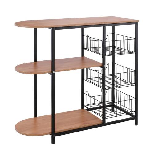 KITCHEN Τροφοθήκη, Μέταλλο Βαφή Μαύρο, Απόχρωση Natural Oak Ε-00025297 ΕΜ460