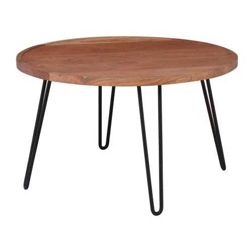 MATRI-W Τραπεζάκι Σαλονιού Καθιστικού, Μέταλλο Βαφή Μαύρο, Ξύλο Ακακία Φυσικό Ε-00025425 ΕΑ7076,1W