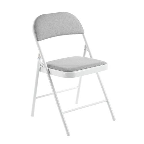 BRENDA Καρέκλα Πτυσσόμενη, Μέταλλο Βαφή Άσπρο, Ύφασμα Γκρι Ε-00025493 Ε5570,5