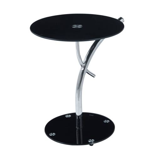 RAVEL Τραπεζάκι Βοηθητικό Χρώμιο - Γυαλί Μαύρο Tempered Ε-00025625 ΕΜ939,Β