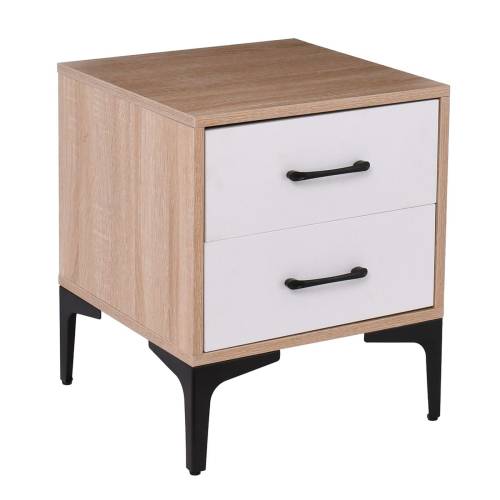 MERRANO Κομοδίνο με 2 Συρτάρια Απόχρωση Sonoma-Άσπρο Ε-00025627 Ε7420,3