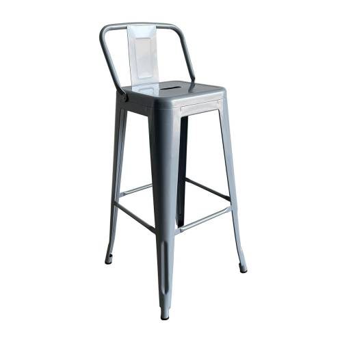 RELIX Σκαμπό Bar με Πλάτη, Μέταλλο Βαφή Γκρι Ε-00025817 Ε5199,4W