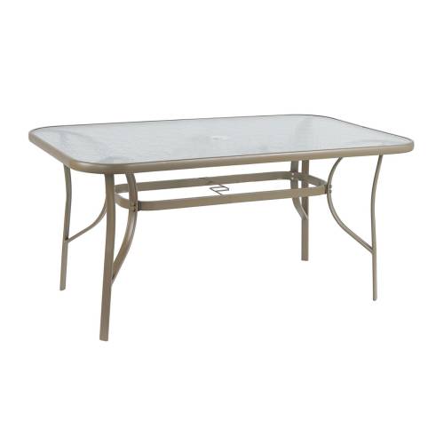 RIO Τραπέζι Κήπου - Βεράντας, Μέταλλο Βαφή Μπεζ, Γυαλί Ε-00025826 Ε2503,4