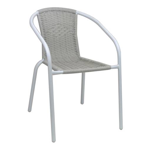BALENO-W Πολυθρόνα Στοιβαζόμενη, Μέταλλο Βαφή Άσπρο, Wicker Beige Ε-00025913 Ε2401,40