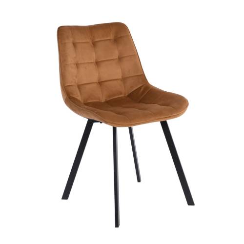MYRIAM K/D Καρέκλα Τραπεζαρίας Μέταλλο Βαφή Μαύρο, Ύφασμα Velure Camel ( Συσκ.4 ) Ε-00025936 ΕΜ7913,4Κ