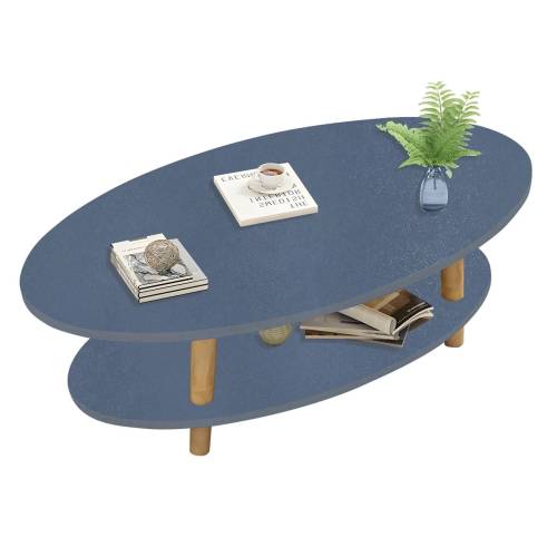 FINE Τραπεζάκι Σαλονιού Καθιστικού με Ράφι, Γκρι - Φυσικό Ε-00025968 Ε7747,3