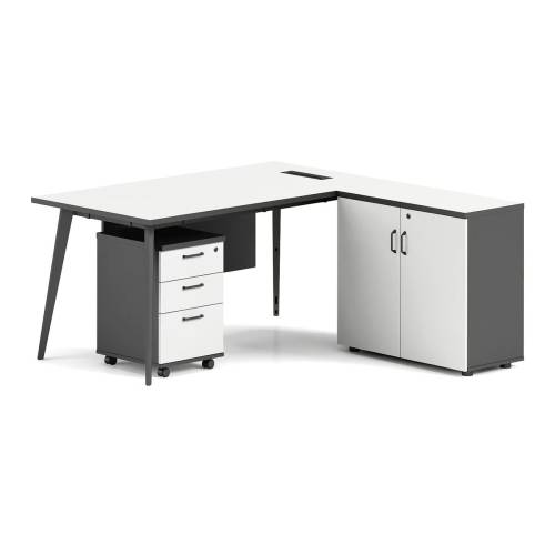 STATUS Γραφείο Γωνία Αναστρέψιμη, Απόχρωση Grey, Επιφάνεια Απόχρωση Άσπρο Ε-00025995 ΕΟ900,1