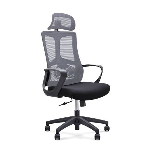 BF8600 Πολυθρόνα Γραφείου Διευθυντή, Mesh Γκρι, Ύφασμα Μαύρο Ε-00026001 ΕΟ619,2