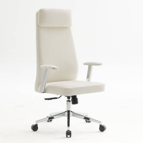 BF8800 Πολυθρόνα Γραφείου Διευθυντή, Pu Άσπρο, Βάση & Μπράτσα Χρώμιο Ε-00026003 ΕΟ612,2