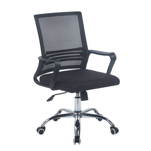 BF2110-W Πολυθρόνα Γραφείου Μέταλλο Χρώμιο, Mesh Μαύρο Ε-00026038 ΕΟ256,W