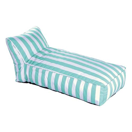 TACO MAX Πουφ Ξαπλώστρα Ανάκλιντρο, 100% Αδιάβροχο Ύφασμα Ριγέ Άσπρο/Τιρκουάζ Ε-00026044 Ε029,40