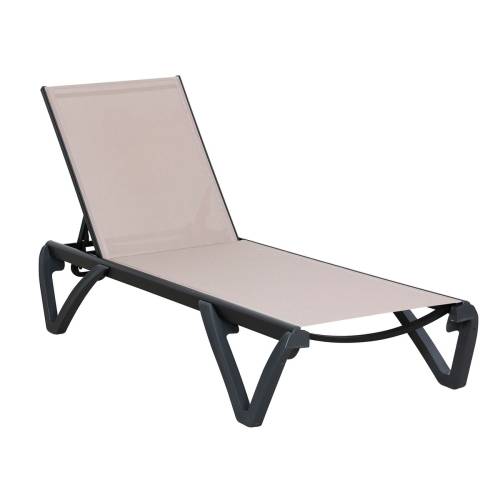 CAPRI K/D Ξαπλώστρα Αλουμίνιο Μαύρο, PP-UV Μαύρο - Textilene Cappuccino Ε-00026085 Ε3383,2