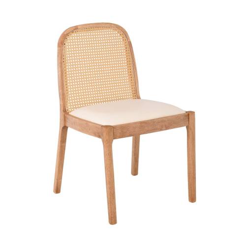 HENLEY Καρέκλα Τραπεζαρίας, Απόχρωση Φυσικό, Pu Εκρού Ε-00026271 Ε7703,2