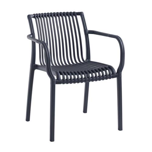 MODENA Πολυθρόνα Στοιβαζόμενη, PP-UV Protection Ανθρακί Ε-00026293 Ε3901,2