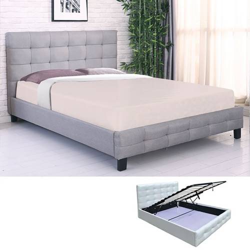 FIDEL Κρεβάτι Διπλό με Αποθηκευτικό Χώρο, για Στρώμα 140x190cm, Ύφασμα Γκρι Ε-00026342 Ε8059Α,4