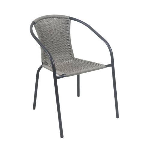 BALENO-W Πολυθρόνα Στοιβαζόμενη, Μέταλλο Βαφή Μαύρο, Wicker Mixed Grey Ε-00026376 Ε2401,20