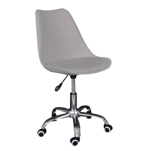 MARTIN-W Καρέκλα Γραφείου, Βάση Χρώμιο, PP & Pu Γκρι, Μονταρισμένη Ταπετσαρία Ε-00026467 ΕΟ201,4WL