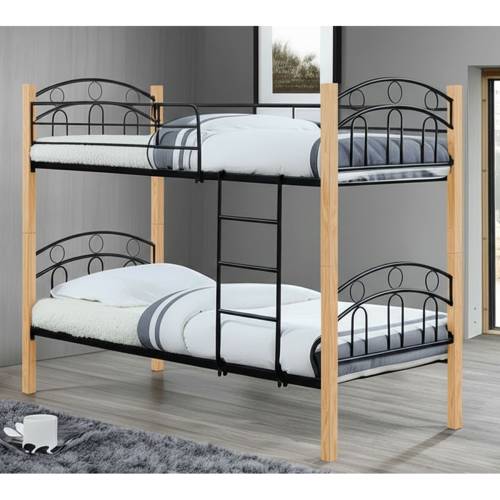 NORTON Κρεβάτι Κουκέτα Μέταλλο Βαφή Μαύρο, Ξύλο Φυσικό Ε-00026496 Ε8071,2