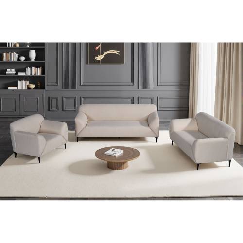 VICTORIA Set Σαλόνι-Καθιστικό Πολυθρόνα-2Θέσιος-3Θέσιος, Ύφασμα Μπεζ Ε-00026529 Ε9404,S2