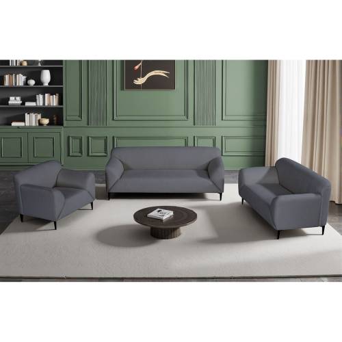 VICTORIA Set Σαλόνι-Καθιστικό Πολυθρόνα-2Θέσιος-3Θέσιος, Ύφασμα Σκούρο Γκρι Ε-00026530 Ε9404,S1