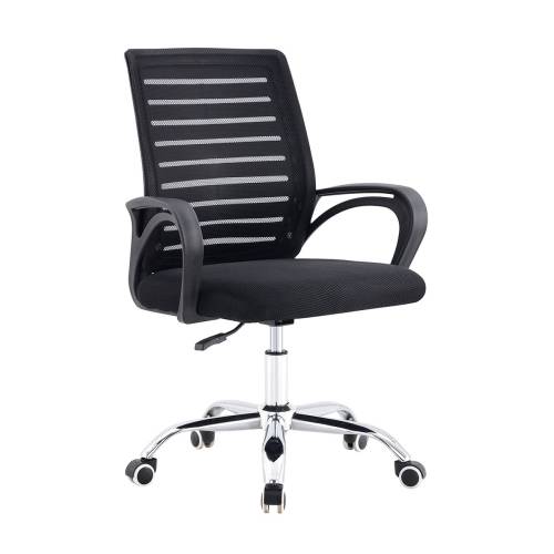 BF2140 Πολυθρόνα Γραφείου Μέταλλο Χρώμιο, Mesh Μαύρο Ε-00026535 ΕΟ257,1