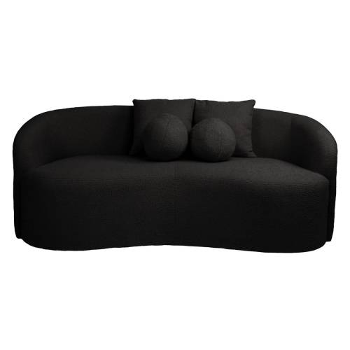 LYON Καναπές 2θ - Σαλονιού - Καθιστικού, Teddy Ύφασμα Μαύρο Ε-00026578 Ε7163,2