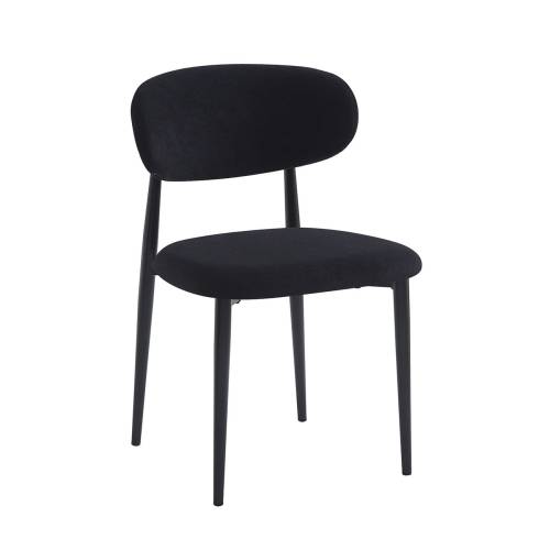 POINT Καρέκλα Τραπεζαρίας Μέταλλο Βαφή Μαύρο, Teddy Ύφασμα Μαύρο Ε-00026607 ΕΜ7917,2
