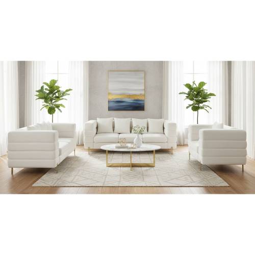 MORRIS Set Σαλόνι - Καθιστικό 3θέσιος + 2θέσιος + Πολυθρόνα Ύφασμα Teddy Άσπρο Ε-00026612 Ε9600,1