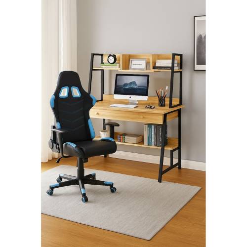 STUDENT-1 Set Γραφείο Η/Υ Sonoma - Μαύρο + Πολυθρόνα Gaming Μαύρο - Μπλε Ε-00026650 ΕΟ710,2