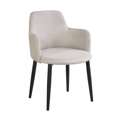 SOUL Πολυθρόνα Τραπεζαρίας Σαλονιού - Κουζίνας, Μέταλλο Βαφή Μαύρο, Ύφασμα Μπεζ Ε-00026658 ΕΜ713,4