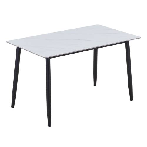 OSLO Τραπέζι Κουζίνας- Εστιατορίου,Μέταλλο Βαφή Μαύρο -Sintered Stone White Marble Ε-00026696 ΕΜ856,1