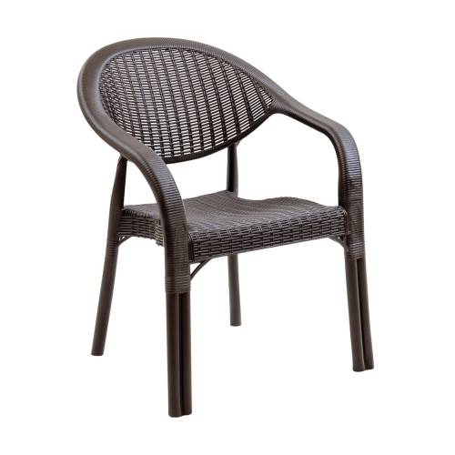 BAMBOO Pro Πολυθρόνα Κήπου - Βεράντας Στοιβαζόμενη, PP-UV (Rattan Look) Καφέ Ε-00026741 Ε3032,4