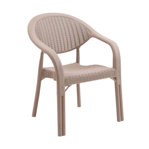 BAMBOO Pro Πολυθρόνα Κήπου - Βεράντας Στοιβαζόμενη, PP-UV (Rattan Look) Cappuccino Ε-00026742 Ε3032,1