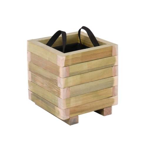 FLOWER POT WOOD Γλάστρα, Εμποτισμού Pine, Απόχρωση Φυσικό, 30x30x32cm Ε-00025414 Ε2230