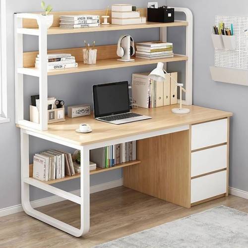 ΓΡΑΦΕΙΟ Η/Υ 3 Συρτάρια 3 Ράφια Μέταλλο Βαφή Άσπρο, MDF Απόχρωση Φυσικό Ε-00025835 ΕΟ406,2