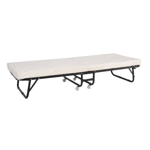 SPAN Κρεβάτι Πτυσσόμενο Βοηθητικό Μέταλλο Βαφή Μαύρο, Στρώμα 8cm foam Ε-00026403 Ε8021