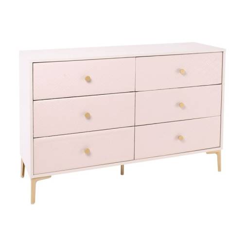 LANA Συρταριέρα με 6 Συρτάρια, Απόχρωση Εκρού, με πρόσοψη Pu Καπιτονέ Ε-00026067 Ε7504,1