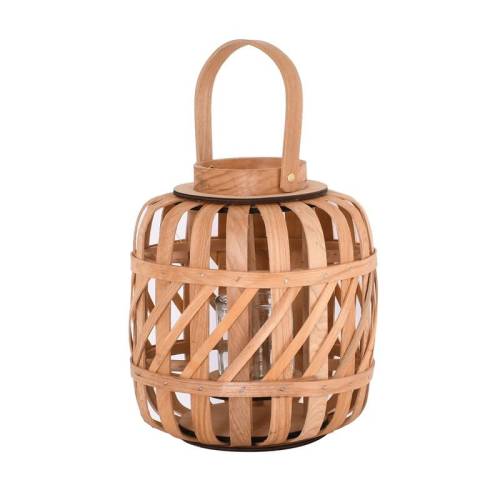 LANTERN ROUND Φανάρι Κήπου- Βεράντας Ξύλινο, Απόχρωση Φυσικό, με Γυάλινο ποτήρι Ε-00025172 Ε2900