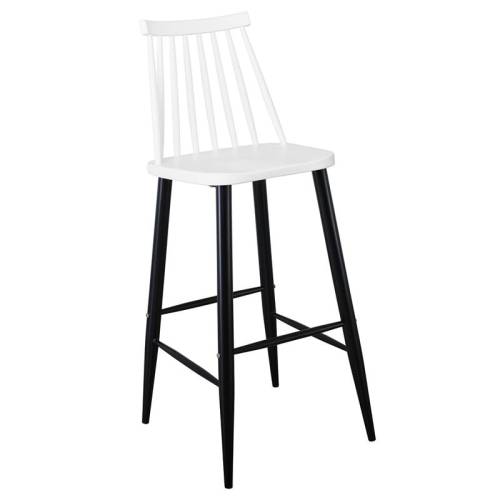 LAVIDA Σκαμπό BAR με Πλάτη, Μέταλλο Βαφή Μαύρο, PP Άσπρο Ε-00024277 ΕΜ153,11