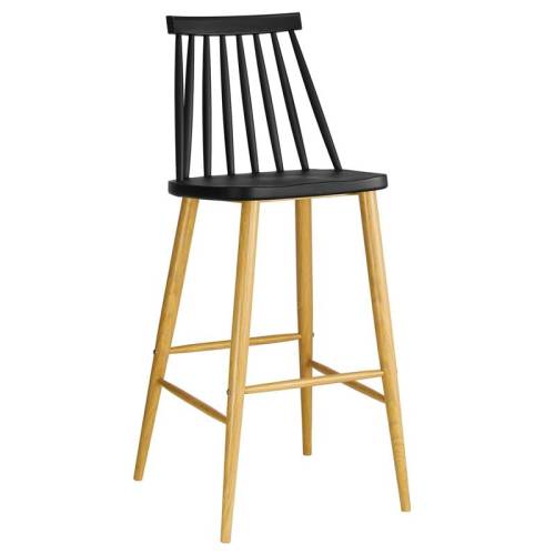 LAVIDA Σκαμπό BAR με Πλάτη, Μέταλλο Βαφή Φυσικό, PP Μαύρο Ε-00017846 ΕΜ153,2