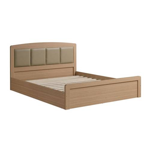 CALIBER Κρεβάτι Διπλό για Στρώμα 150x200cm, Απόχρωση Sonoma Oak, Κεφαλάρι Pu Μπεζ Ε-00025717 Ε73861