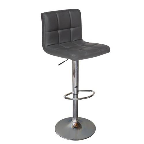 LINO Σκαμπό BAR με Πλάτη, Χρώμιο, PU Γκρι, Ρυθμιζόμενο Ύψος, Περιστρεφόμενο Ε-00017229 ΕΜ412,4