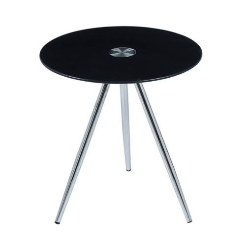 MABEL Τραπεζάκι Βοηθητικό Μέταλλο Χρώμιο - Γυαλί Μαύρο Tempered 8mm Ε-00025624 ΕΜ938,Β